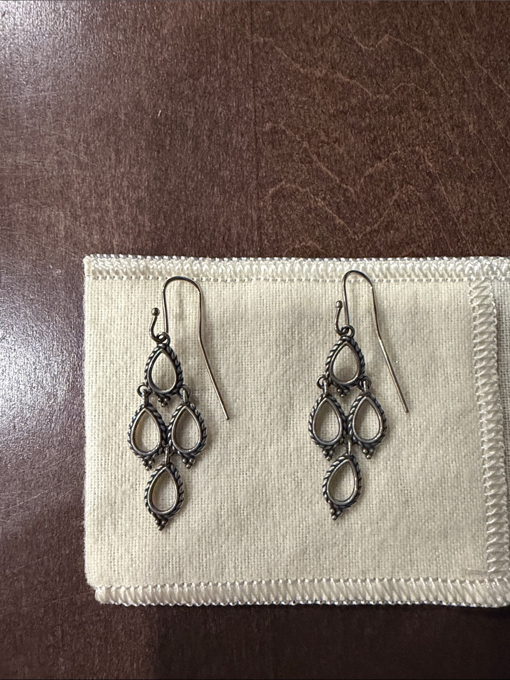 James Avery Delicate Cascade Silver Teardrop Dangle Earrings - Picture 2 of 3